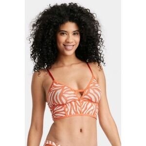 Auden Zebra Print Bralette Lined Wireless Orange White‎ Medium NWT